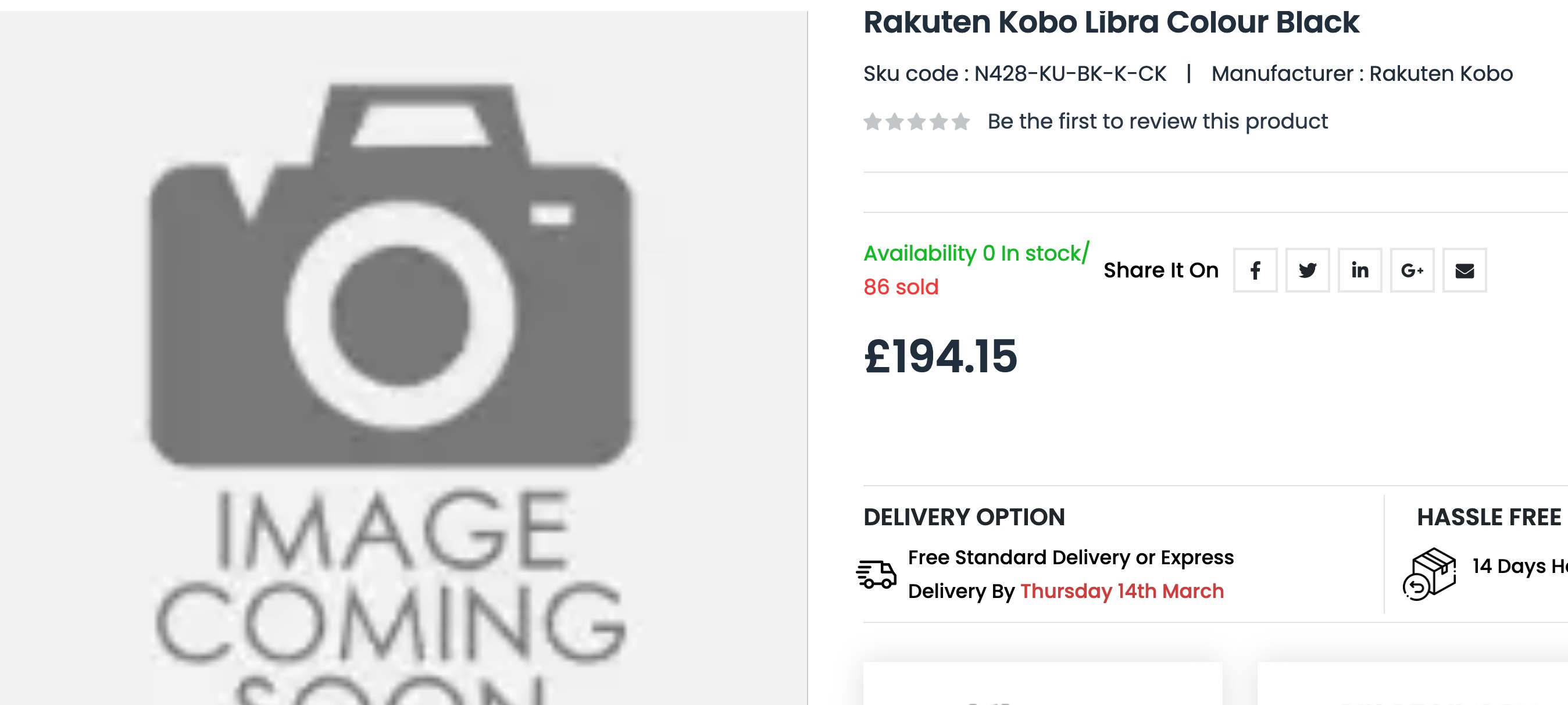 kobo color e-reader on sale online