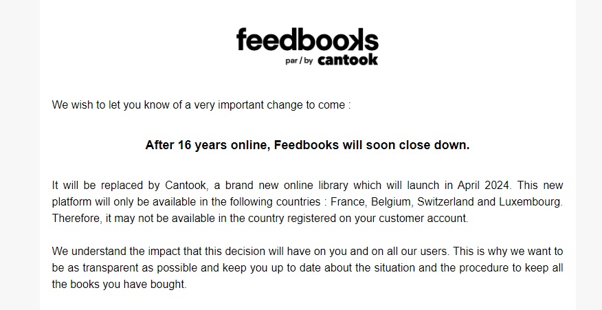 Feedbooks closes its doors