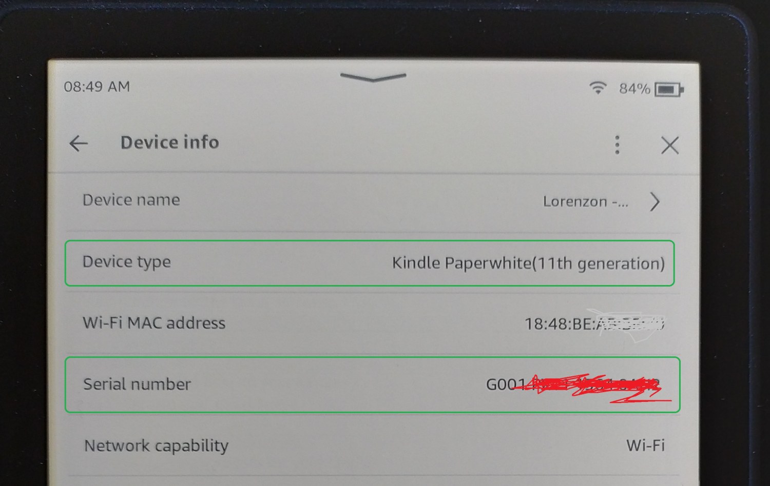 How to find your Kindle e-reader version and serial number?