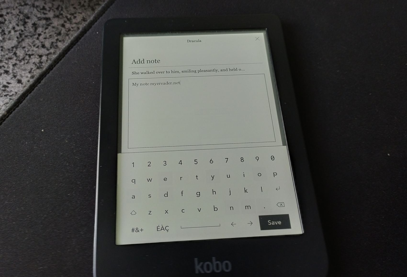 add not and hightlight kobo e-reader