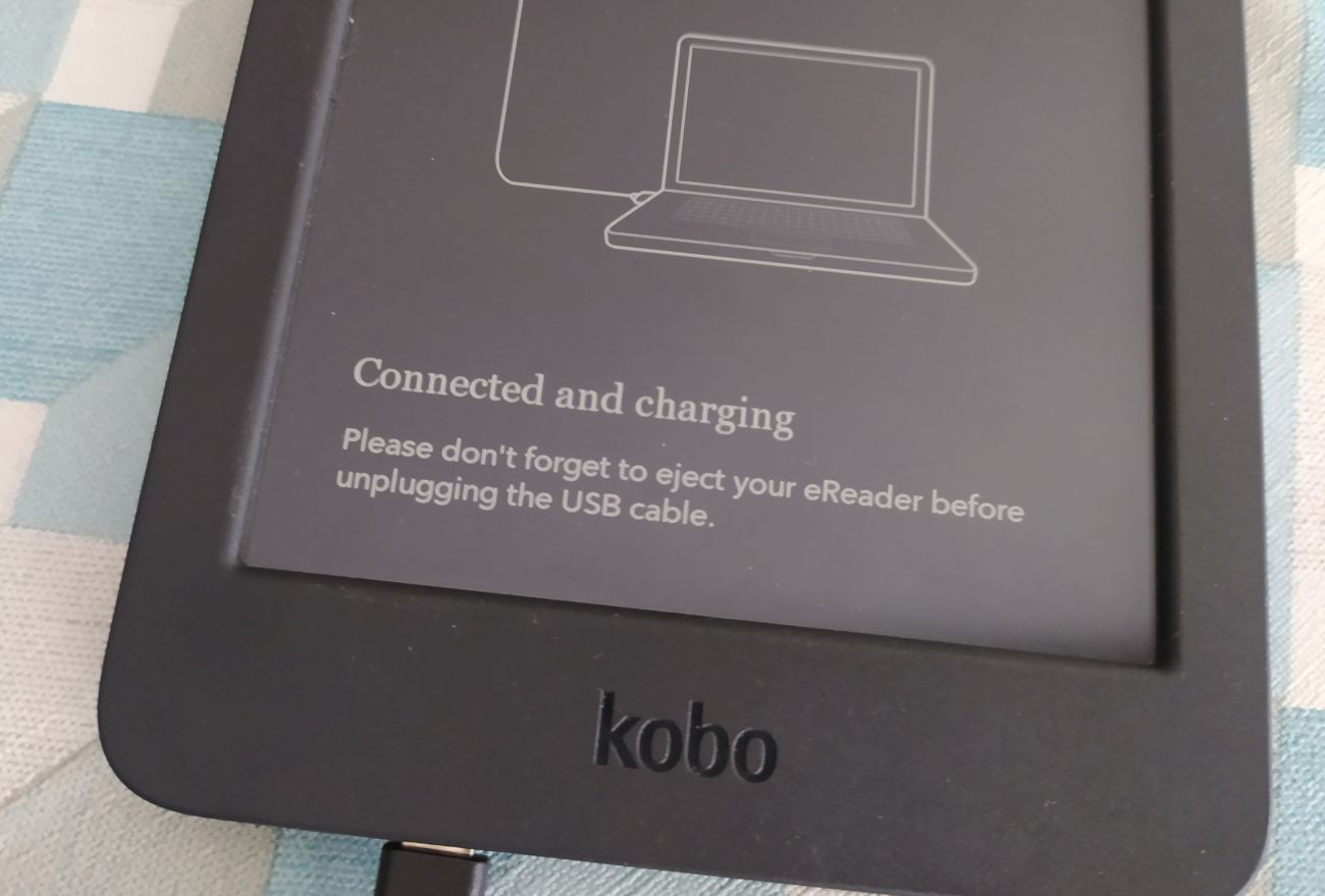 Kobo ereader connected to computer