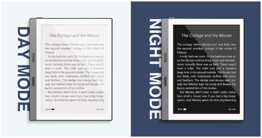 haxmini e-reader night mode