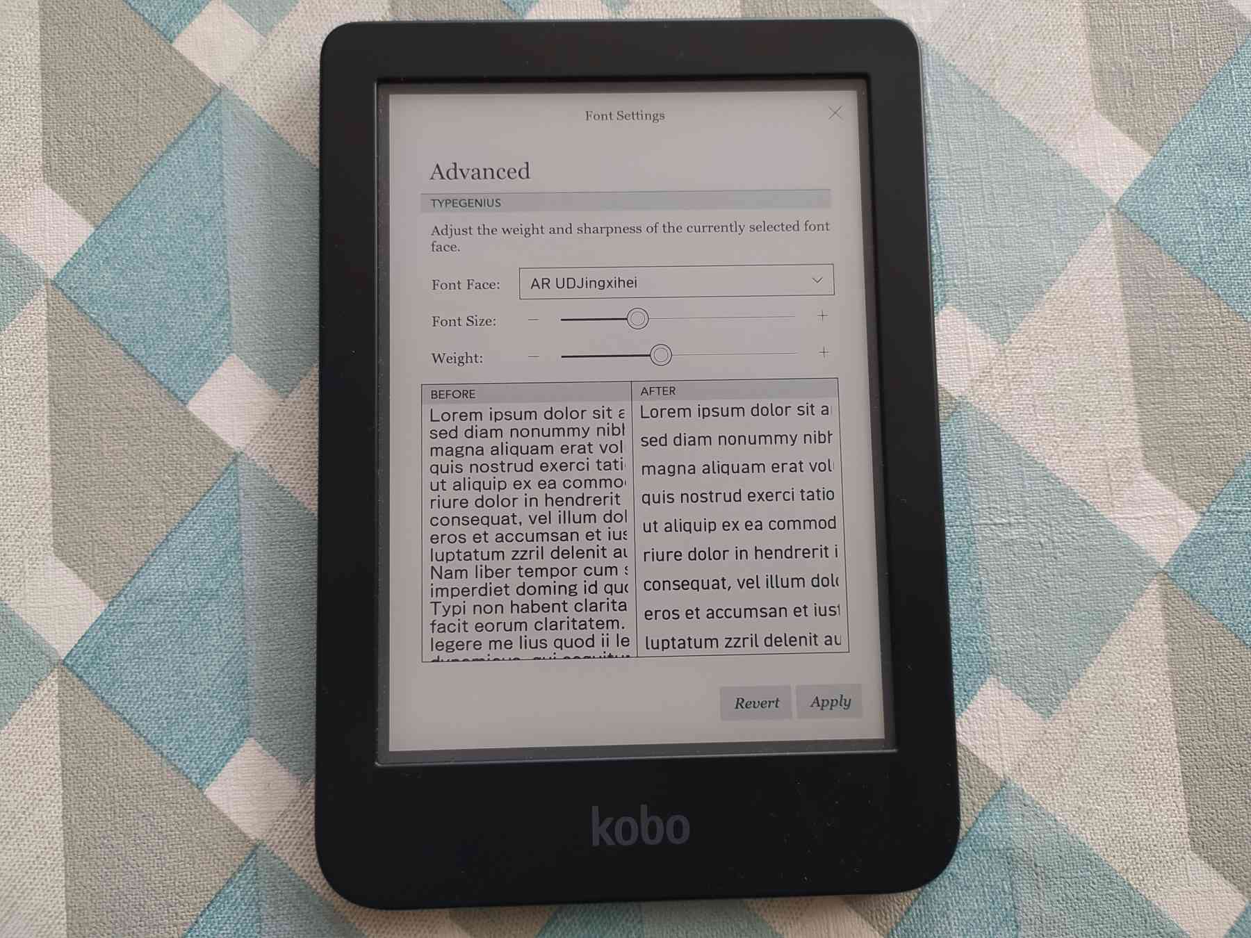 kobo clara 2e ebook settings